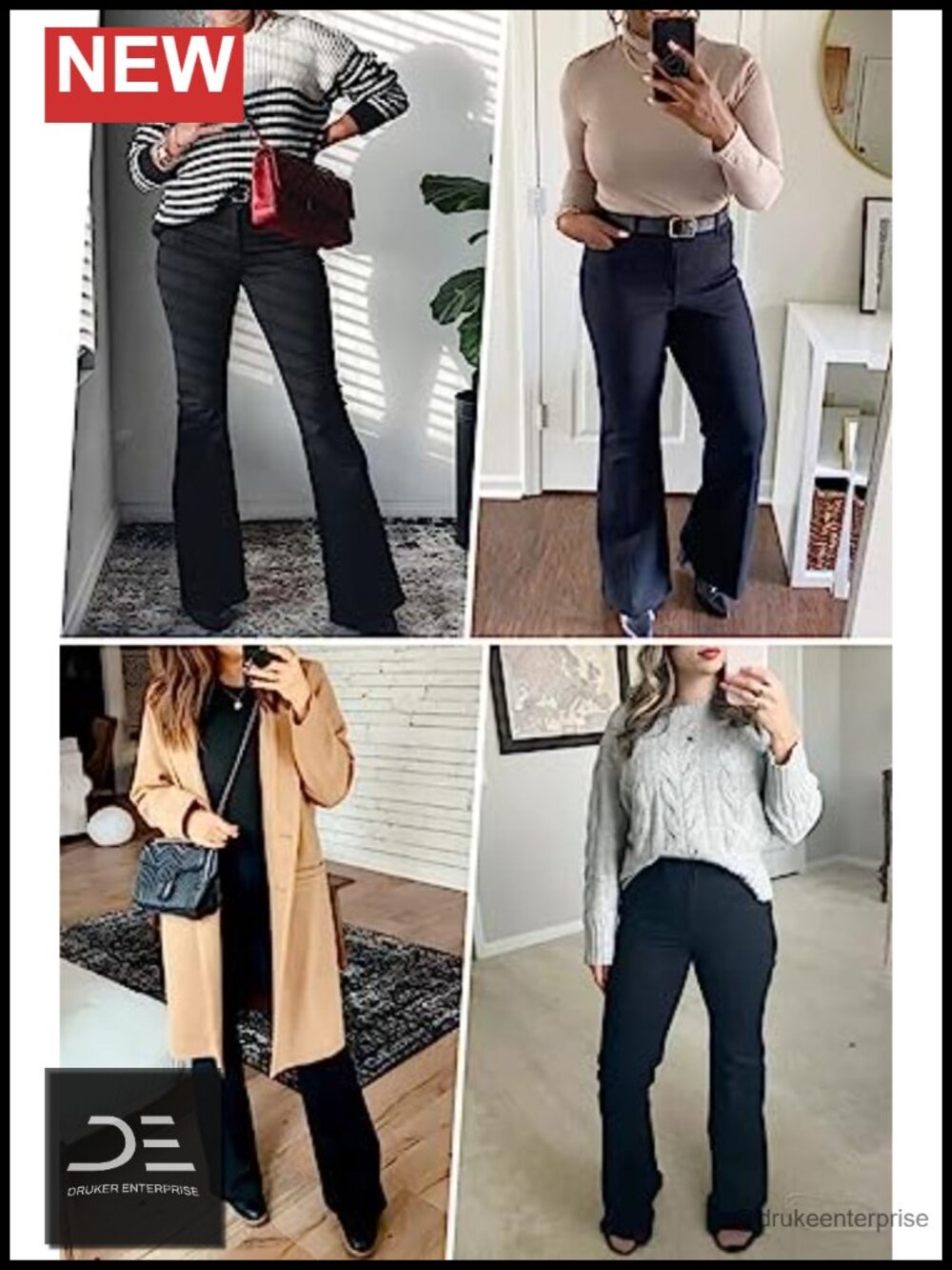 High Waisted Flare Bell Bottom Jeans Stretch Slimming Bootcut Denim - Picture 5 of 6